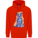 A Colourful Border Collie Dog Design Mens 80% Cotton Hoodie Bright Red