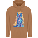 A Colourful Border Collie Dog Design Mens 80% Cotton Hoodie Caramel Latte