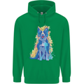 A Colourful Border Collie Dog Design Mens 80% Cotton Hoodie Irish Green