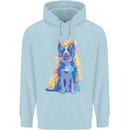 A Colourful Border Collie Dog Design Mens 80% Cotton Hoodie Light Blue
