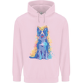 A Colourful Border Collie Dog Design Mens 80% Cotton Hoodie Light Pink