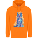 A Colourful Border Collie Dog Design Mens 80% Cotton Hoodie Orange
