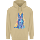 A Colourful Border Collie Dog Design Mens 80% Cotton Hoodie Sand