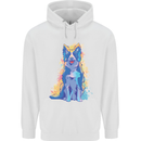 A Colourful Border Collie Dog Design Mens 80% Cotton Hoodie White