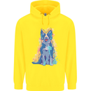 A Colourful Border Collie Dog Design Mens 80% Cotton Hoodie Yellow