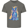A Colourful Border Collie Dog Design Mens Cotton T-Shirt Tee Top Charcoal
