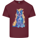 A Colourful Border Collie Dog Design Mens Cotton T-Shirt Tee Top Maroon