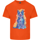 A Colourful Border Collie Dog Design Mens Cotton T-Shirt Tee Top Orange