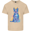 A Colourful Border Collie Dog Design Mens Cotton T-Shirt Tee Top Sand