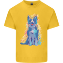 A Colourful Border Collie Dog Design Mens Cotton T-Shirt Tee Top Yellow
