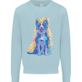 A Colourful Border Collie Dog Design Mens Sweatshirt Jumper Light Blue
