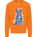 A Colourful Border Collie Dog Design Mens Sweatshirt Jumper Orange