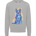 A Colourful Border Collie Dog Design Mens Sweatshirt Jumper Sports Grey
