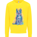 A Colourful Border Collie Dog Design Mens Sweatshirt Jumper Yellow