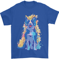 A Colourful Border Collie Dog Design Mens T-Shirt 100% Cotton Royal Blue