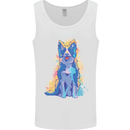 A Colourful Border Collie Dog Design Mens Vest Tank Top White