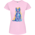 A Colourful Border Collie Dog Design Womens Petite Cut T-Shirt Light Pink