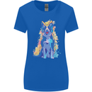A Colourful Border Collie Dog Design Womens Wider Cut T-Shirt Royal Blue