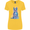 A Colourful Border Collie Dog Design Womens Wider Cut T-Shirt Yellow