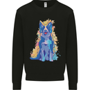 A Colourful Border Collie Dog Kids Sweatshirt Jumper Black