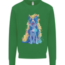 A Colourful Border Collie Dog Kids Sweatshirt Jumper Irish Green