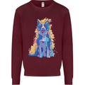 A Colourful Border Collie Dog Kids Sweatshirt Jumper Maroon