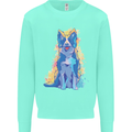A Colourful Border Collie Dog Kids Sweatshirt Jumper Peppermint