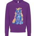 A Colourful Border Collie Dog Kids Sweatshirt Jumper Purple