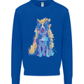 A Colourful Border Collie Dog Kids Sweatshirt Jumper Royal Blue