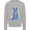 A Colourful Border Collie Dog Kids Sweatshirt Jumper Sports Grey