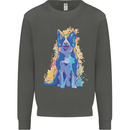 A Colourful Border Collie Dog Kids Sweatshirt Jumper Storm Grey
