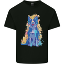 A Colourful Border Collie Dog Kids T-Shirt Childrens Black