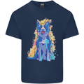A Colourful Border Collie Dog Kids T-Shirt Childrens Navy Blue