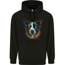 A Colourful Border Collie Dog Mens 80% Cotton Hoodie Black