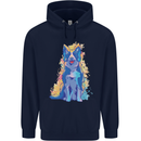 A Colourful Border Collie Dog Mens 80% Cotton Hoodie Navy Blue