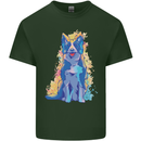 A Colourful Border Collie Dog Mens Cotton T-Shirt Tee Top Forest Green