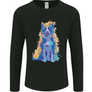 A Colourful Border Collie Dog Mens Long Sleeve T-Shirt Black