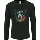 A Colourful Border Collie Dog Mens Long Sleeve T-Shirt Black
