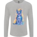A Colourful Border Collie Dog Mens Long Sleeve T-Shirt Sports Grey