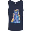 A Colourful Border Collie Dog Mens Vest Tank Top Navy Blue