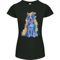 A Colourful Border Collie Dog Womens Petite Cut T-Shirt Black