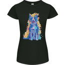 A Colourful Border Collie Dog Womens Petite Cut T-Shirt Black