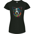 A Colourful Border Collie Dog Womens Petite Cut T-Shirt Black