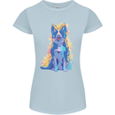A Colourful Border Collie Dog Womens Petite Cut T-Shirt Light Blue