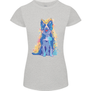 A Colourful Border Collie Dog Womens Petite Cut T-Shirt Sports Grey