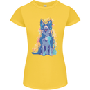 A Colourful Border Collie Dog Womens Petite Cut T-Shirt Yellow