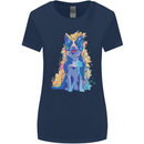 A Colourful Border Collie Dog Womens Wider Cut T-Shirt Navy Blue