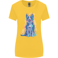 A Colourful Border Collie Dog Womens Wider Cut T-Shirt Yellow