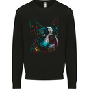A Colourful Boston Terrier Dog Kids Sweatshirt Jumper Black