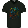 A Colourful Cane Corso Dog Mens V-Neck Cotton T-Shirt Black